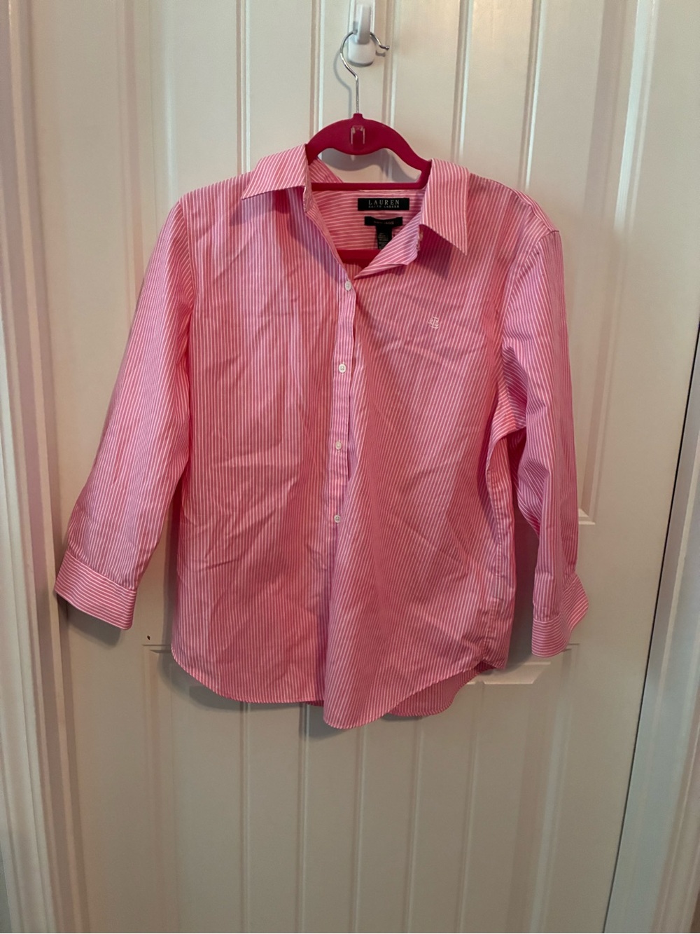 Lauren Ralph Lauren Pink Striped Button-Up Blouse